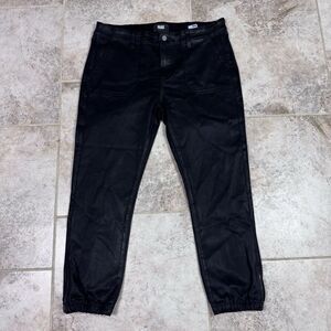 Paige Mayslie Jeans Womens 33 Straight Black Fog Luxe Coated Transcend Zip Ankle